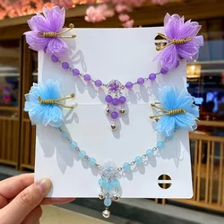 2024 Children Cute Baby Princess Butterfly Forehead Ear Chain Hairpin Fairy Hair Accessori Girls Hair Clip