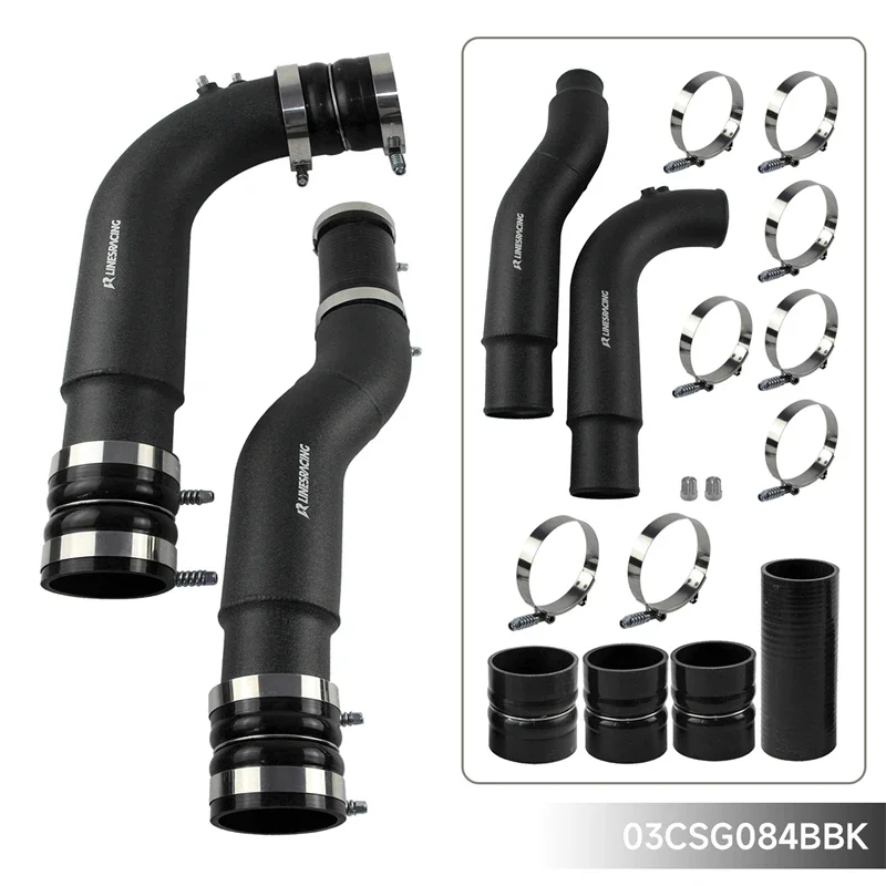 Black Wrinkle Intercooler Pipe & Boot Clamp Kit For 2007-2009 Dodge Ram 2500 3500 6.7L Engine Cummins Diesel Aluminum