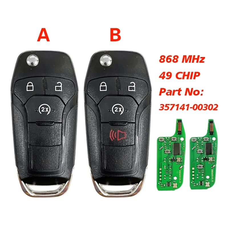 

CN018019 Aftermarket 3/4 Buttons Smart Remote Key FCC EB3T-15K601-BA 49 Chip 868MHz For Ford Mondeo F150 F250 2012-2019