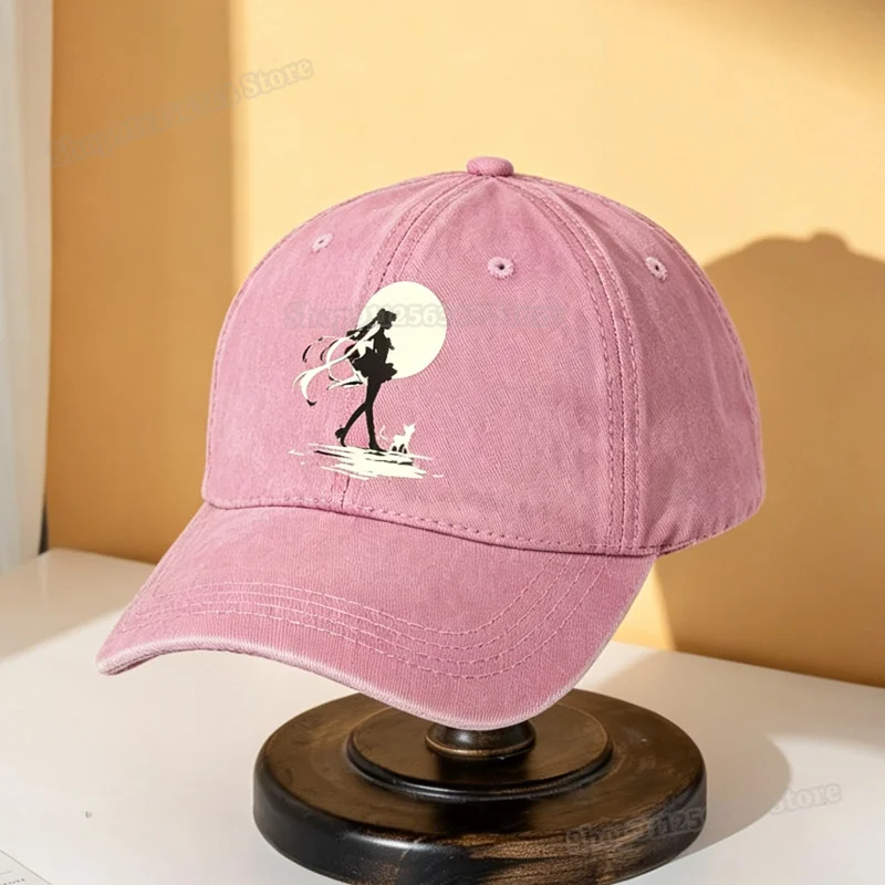 Sailor Moon Vintage Washed Baseball Cap Anime Print Dad Hat Adjustable Cotton Casual Unstructured Trucker Headgear Women Men - view 3