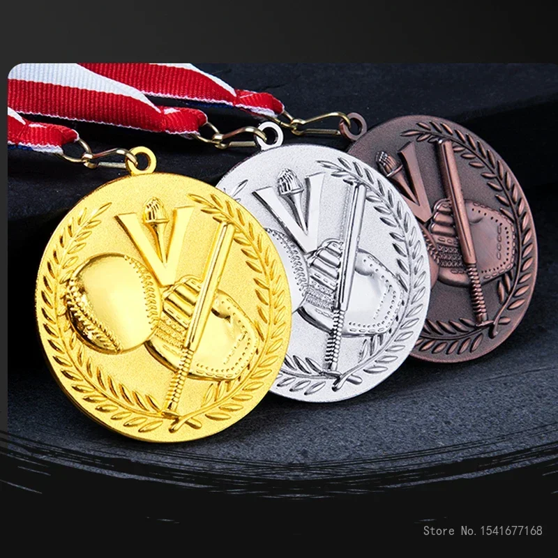 

Индивидуальная металлическая рельефная медаль для бейсбола и софтбола, спортивные награды, сувенирное искусство, школьные соревнования, медаль «Повесьте шею», 2 шт.