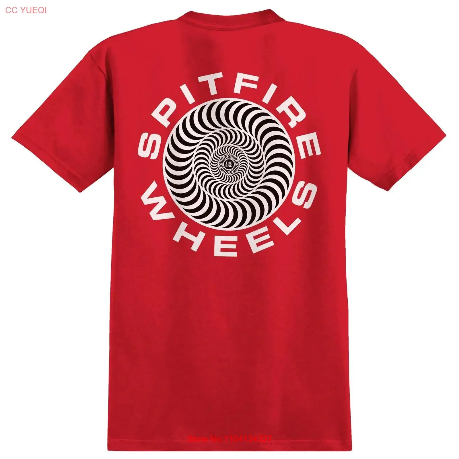Camiseta Spitfire Wheels Classic 87 Swirl Fill Rojo Negro vintage Lavado Ligeramente estilo hombre streetwear Versátil Suave Casual con gráfico