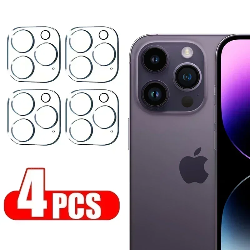 Protetor de Tela de Vidro, iPhone 14, 13, 12, 11, 15 Pro Max, 14, 15 Plus, 4Pcs