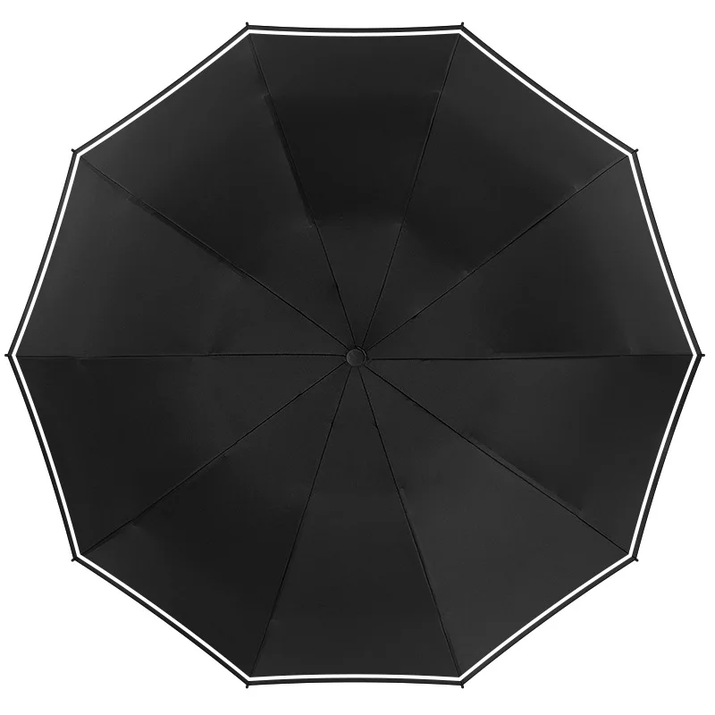 LED Light Travel Automatic Folding Reverse Umbrella 10 Ribs Reinforced Windproof UPF 50+ UV Protection Auto Open Close Men Women