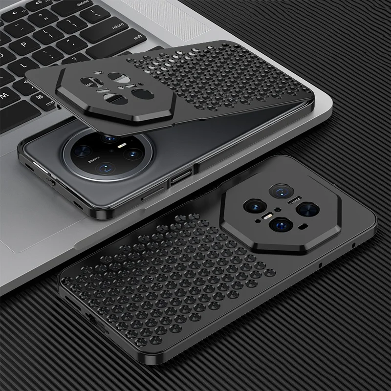 Metal Hollow Heat Dissipation Holes Back Cover For Huawei Mate 70 Pro Mate70 Pro Mate 70Pro Mate70RS Case Aluminum Phone Capa