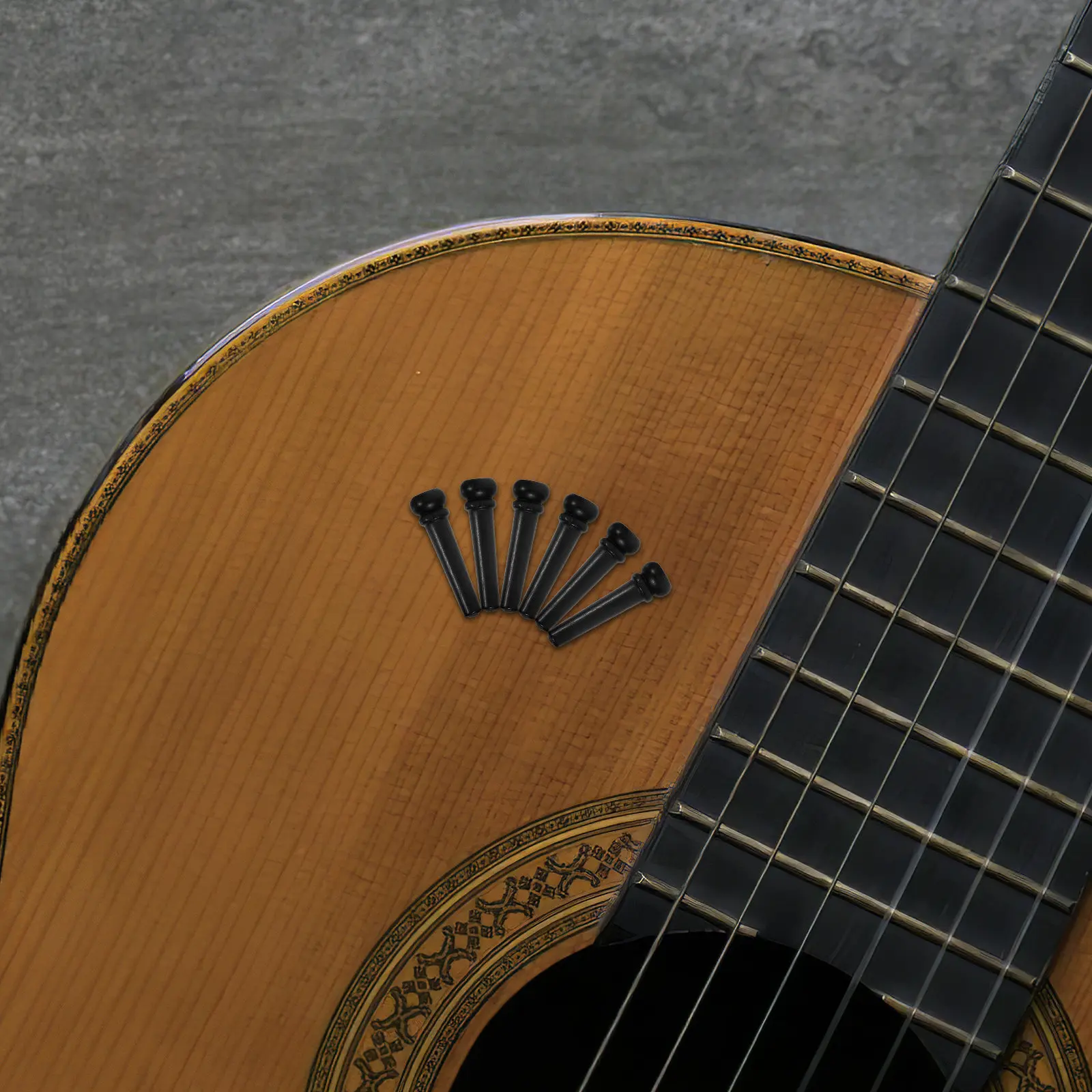 

6 шт. колышки для бриджа акустической гитары из эбенового дерева с латунными кольцами и крупной инкрустацией из абалона, профессиональные, высокоточные, улучшенные сменные детали