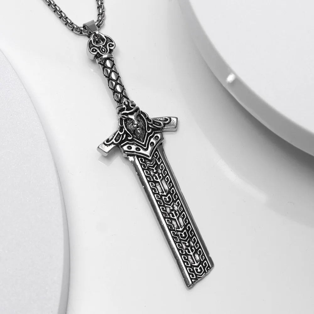 Vintage Viking Rune Nordic Giant Sword Pendant Charm Men\'s Necklace Fashion Christmas Valentine\'s Day Gift Protector Jewelry