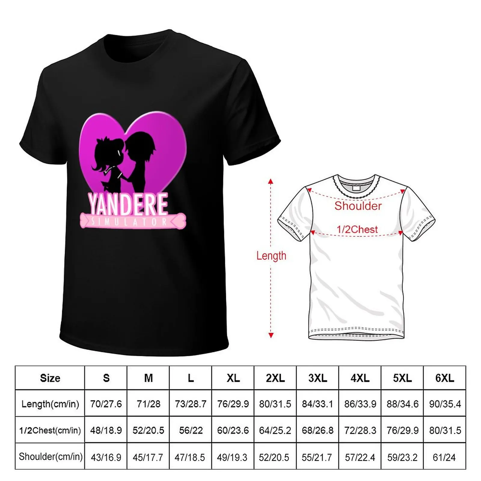 Yandere Simulator - Yandere Love Print T-Shirt cute clothes heavyweights blanks anime t shirts shirts men