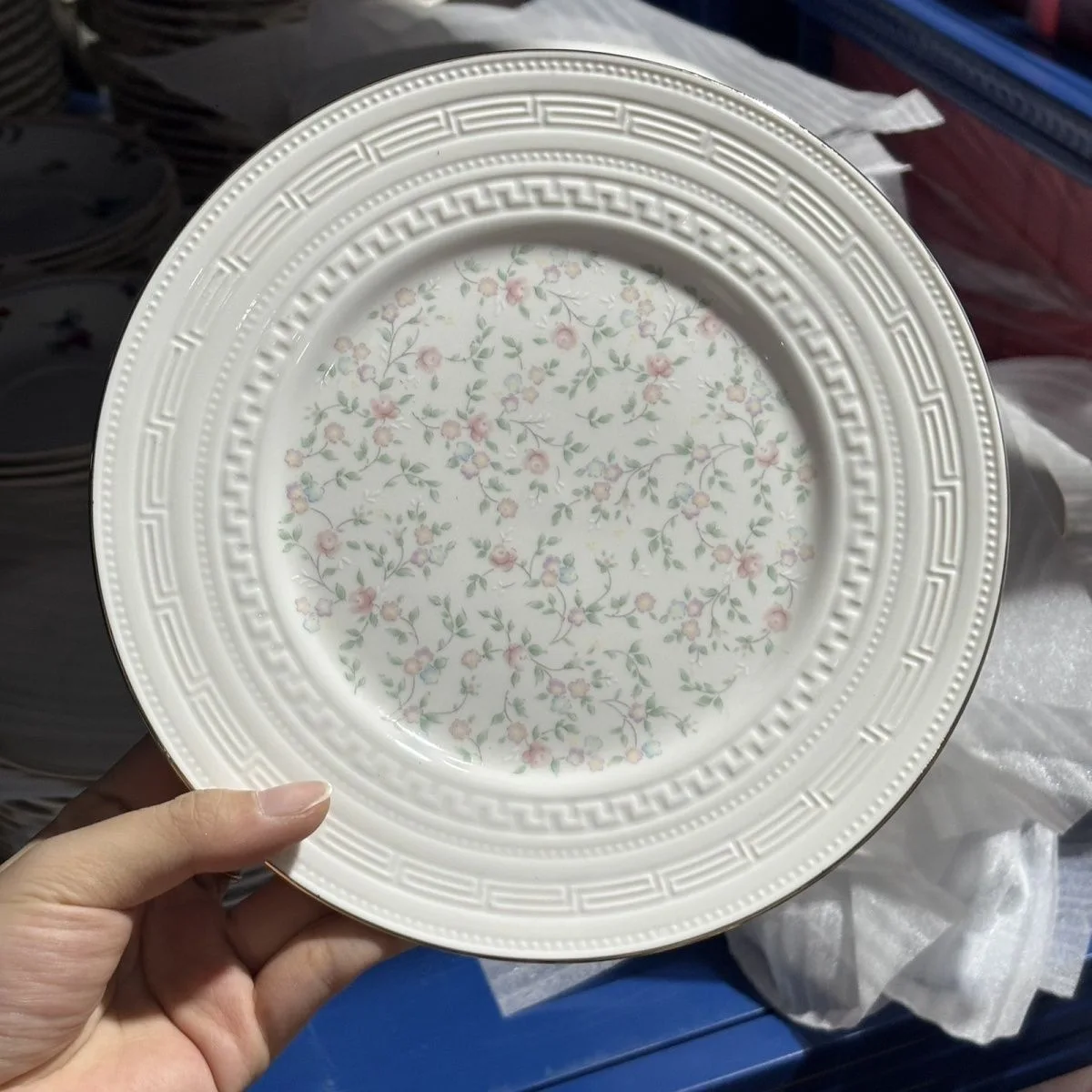 French serving plate European light luxury high value household beautiful tableware bone china flat plate steak plate