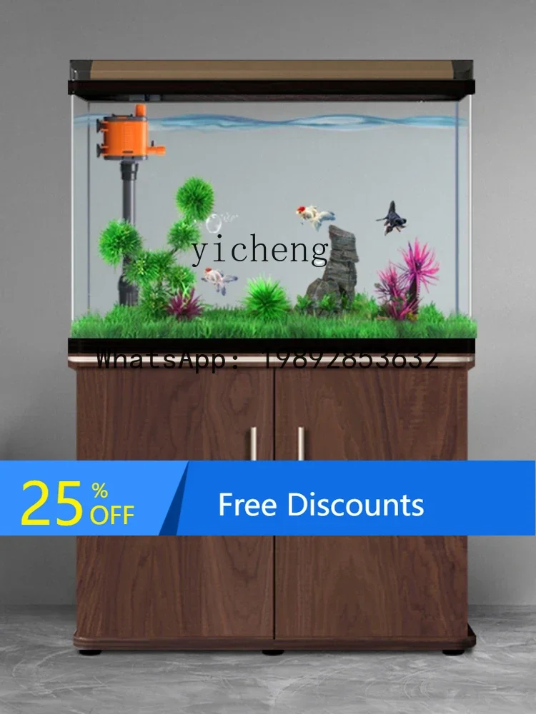 

Fish Tank Living Room Large, Medium and Small Household Floor Belt Base Cabinet Ecological Change Water