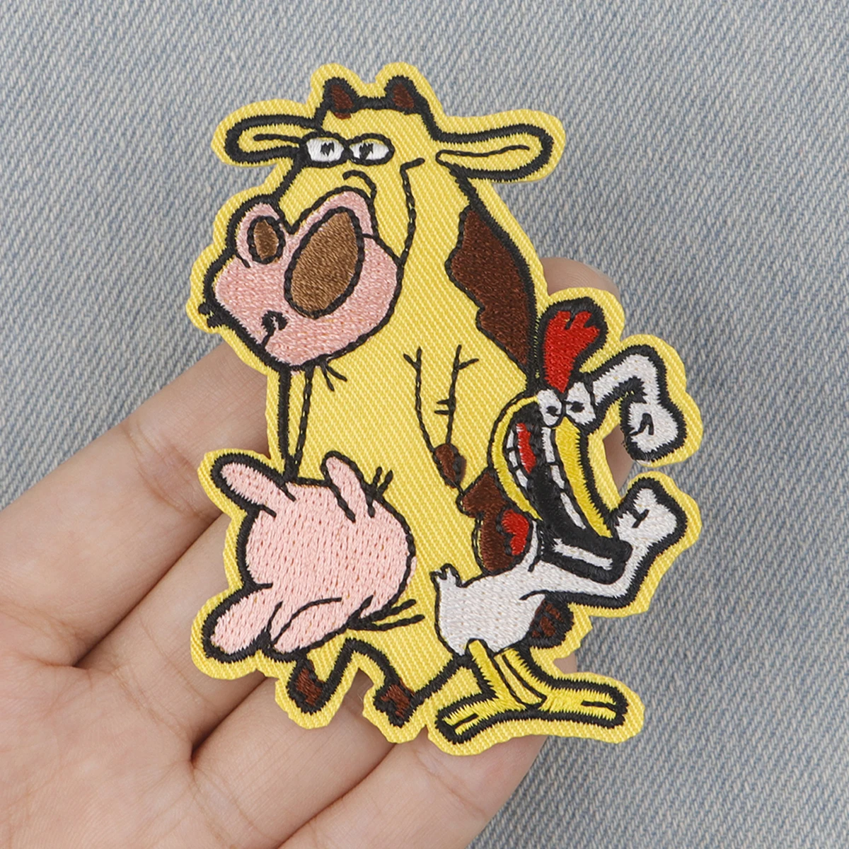 Funny Chicken and Cow Embroidery Patch Cartoon Iron On Patches For Clothing Thermoadhesive Patches On Clothes DIY Sew Badges