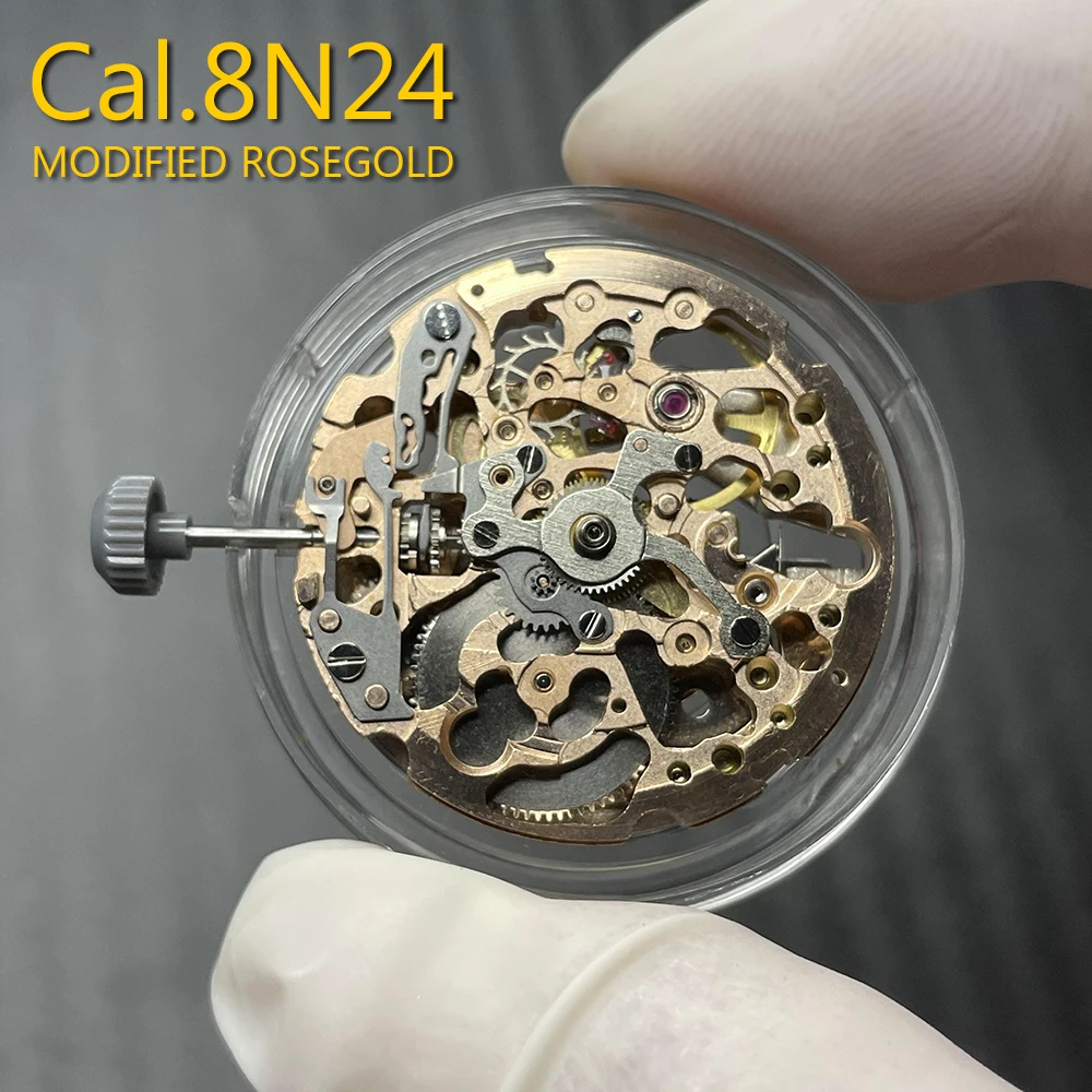 Modification Rosegold 8N24 Automatic Mechanical Movement Classic Skeletonized Miyota Mechanism 21 Jewels Japan Original Parts