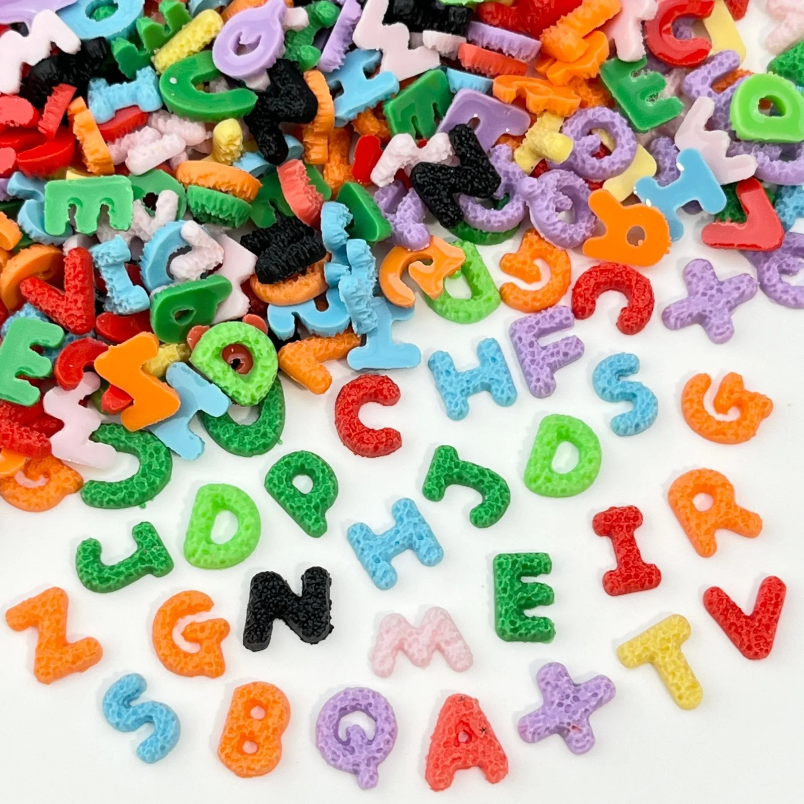 50PCS  Cute And Fun Colorful Resin Cartoon With 26 Letters Nail Art Numerals Mixed Set For Scrapbook Charm DIY Jewelry Decor view 4