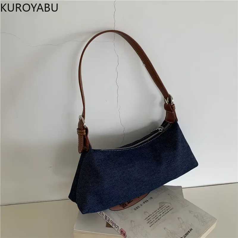 

Chic Small Shopping Shoulder Bag Women Ladies Denim Handbags Removable Shoulder Strap Zipper Crossbody Bag Female Bolsas De Dama
