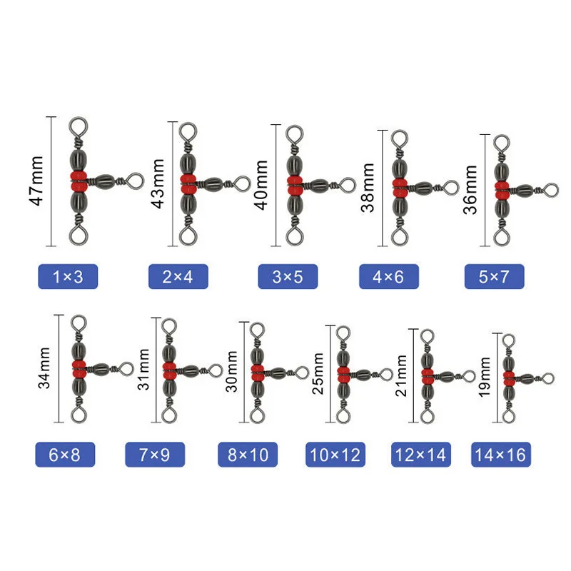 10pcs Fishing Connector Three Way Barrel Swivel Snap Ring With Beads For Fishhook Lure Line Fishing Accessories
