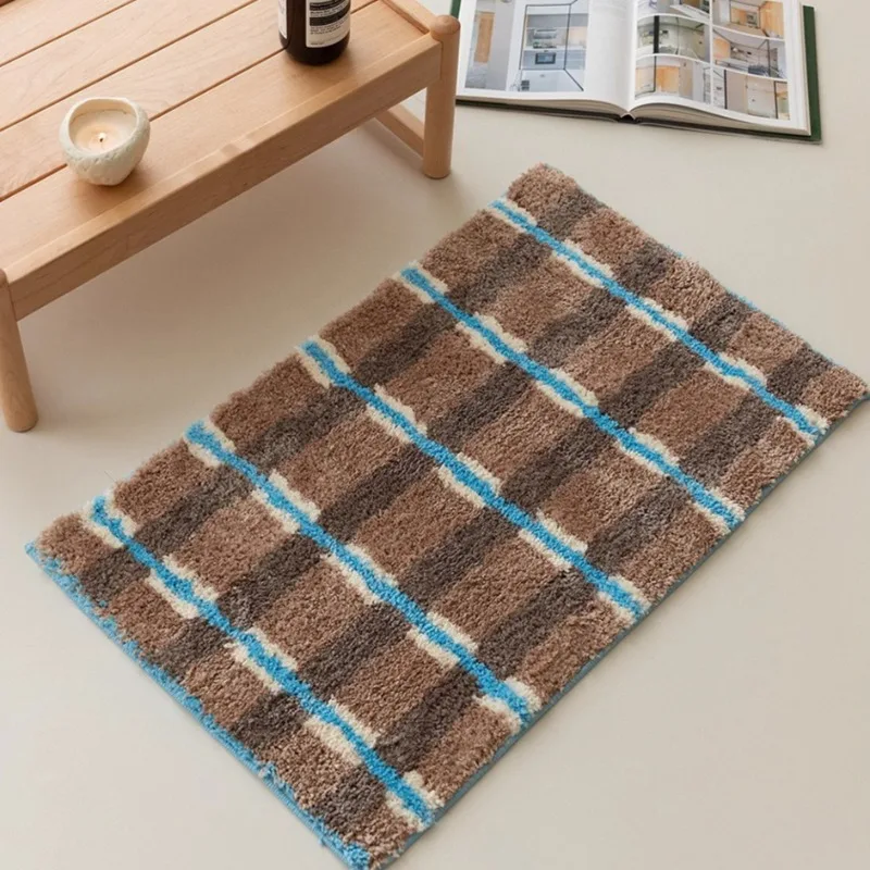 Vintage Tufted Chenille Bathroom Rug Non Slip Floor Mat Soft Shaggy Carpet for Living Room Bedroom Entrance Home Door Mat