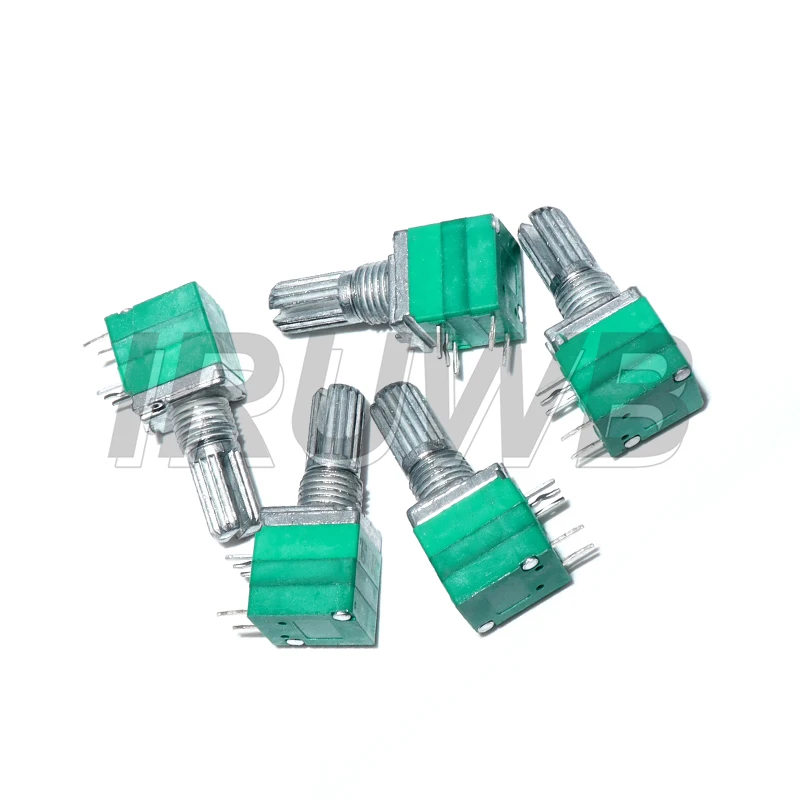 5pcs 15mm amplifier sealing Potentiometer RV097NS 5PIN shaft 5K 10K 20K 50K 100K 500K B5K with a switch audio