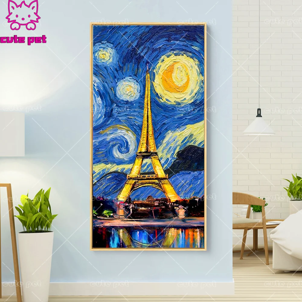 Diamond Painting Oil painting eiffel tower Diamond embroidery 5d Cross Stitch diy full square diamond mosaic puzzle large Decor