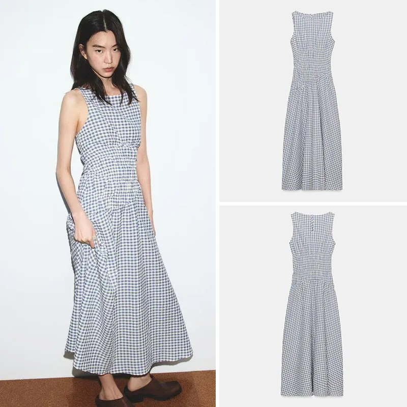 

Spring New Arrival Women's Midi Dr Trendy Svel Small Plaid A-Line Skirt Sle Faionable Simple Design