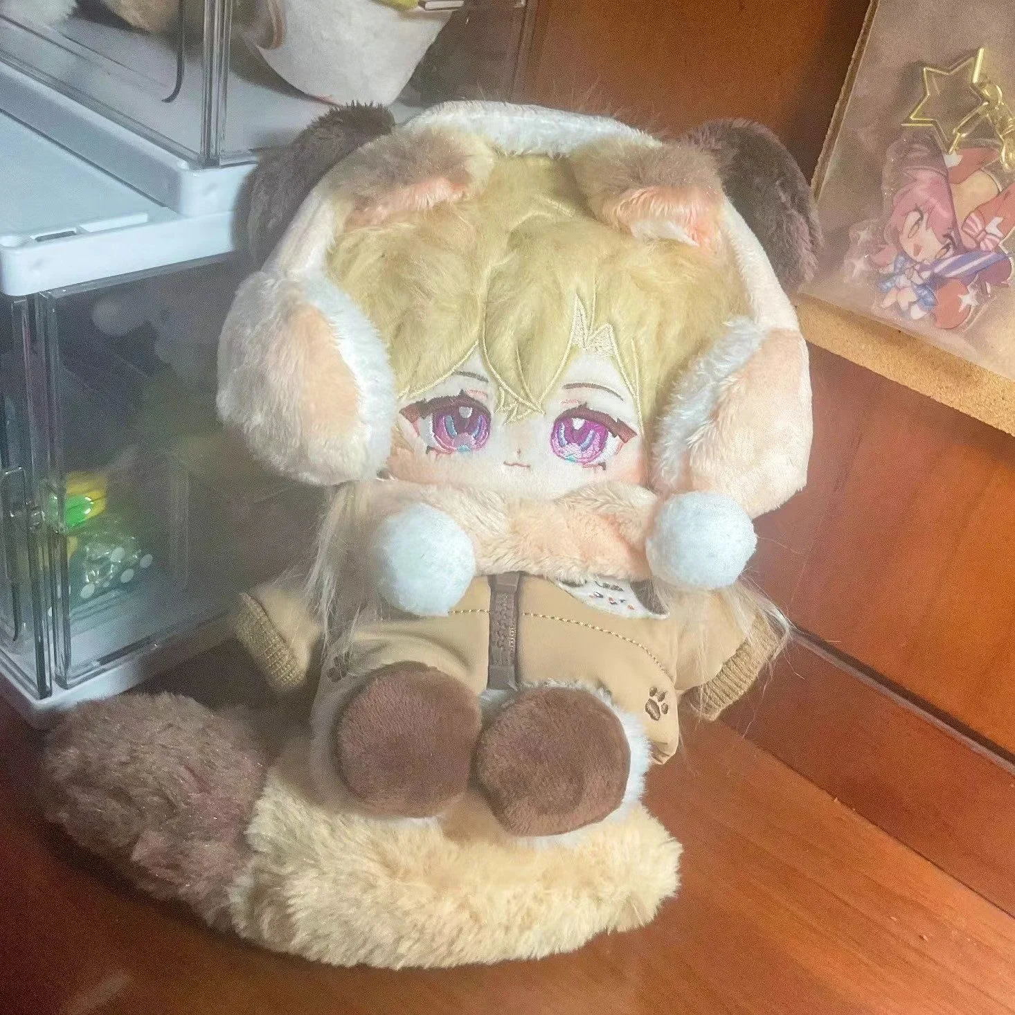 20cm Anime Honkai: Star Rail Aventurine Cute Ear Cosplay Figure Plush Doll Cotton Body Dress Up Clothes Outfit Stuffed Toys Gift