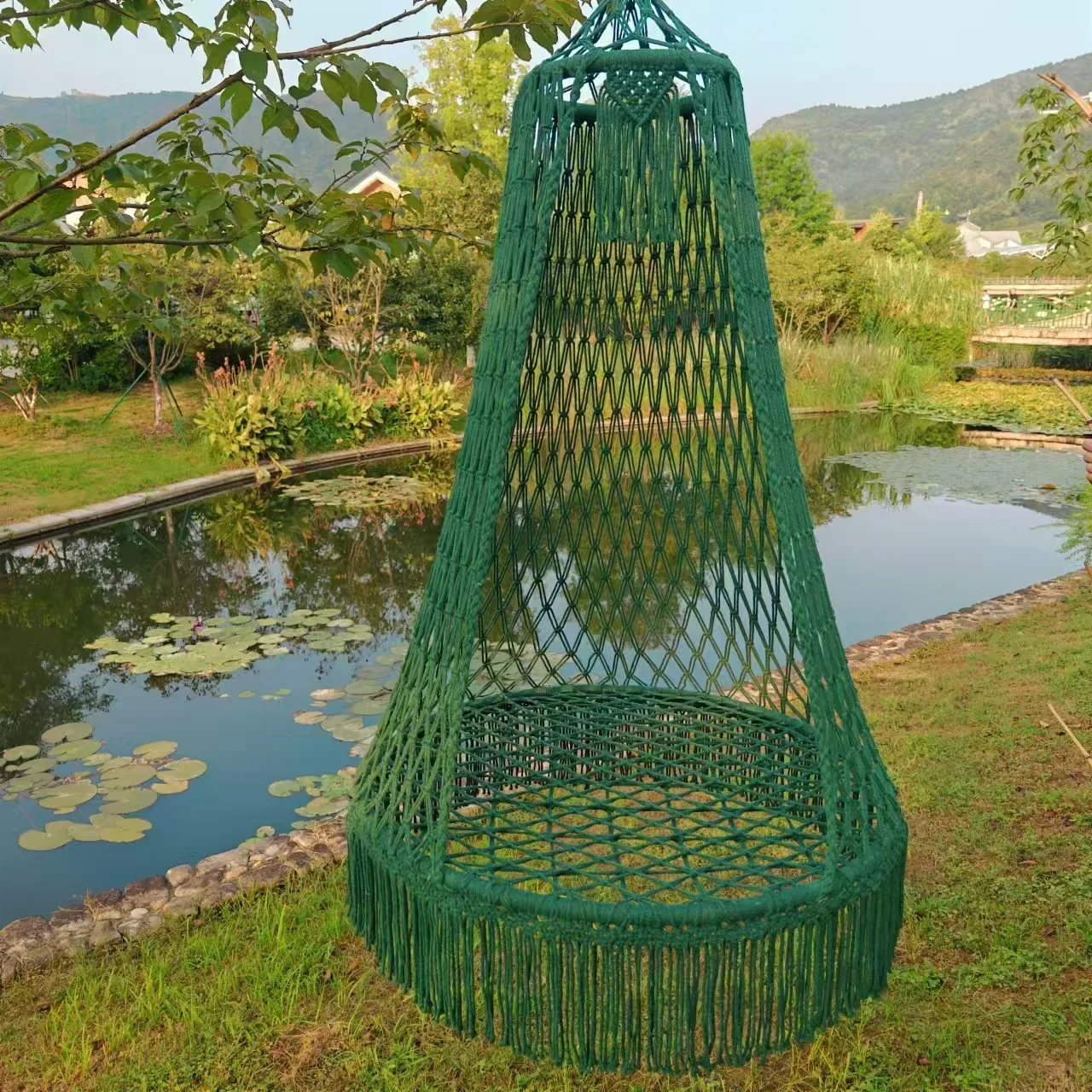 เก้าอี้แขวนเชือกถักทำมือ พู่ห้อย สไตล์โบฮีเมียน สำหรับสนามหญ้า สวน ระเบียง เปลญวนเด็ก ใช้ได้ทั้งในบ้านและนอกบ้าน