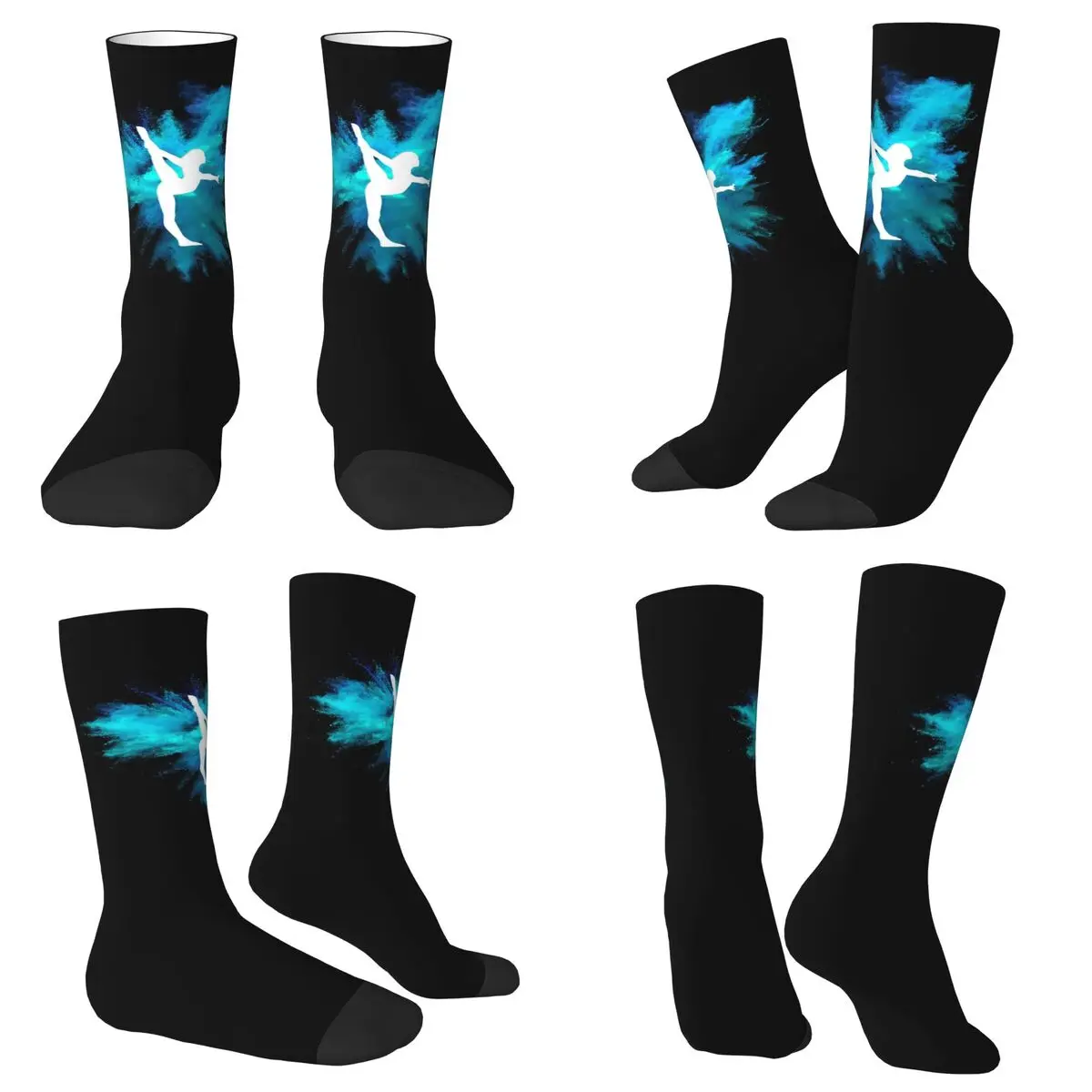 

Силуэт гимнастки - синие носки Explosion, чулки высокого качества в стиле Харадзюку, всесезонные длинные носки, аксессуары для подарков унисекс