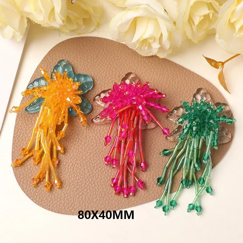 Хрустальные бусины, подвеска с кисточкой для DIY ювелирных аксессуаров, 3 шт., красный, зеленый, оптовая продажа, украшение из флоры с кристаллами и бисером, оптовый поставщик