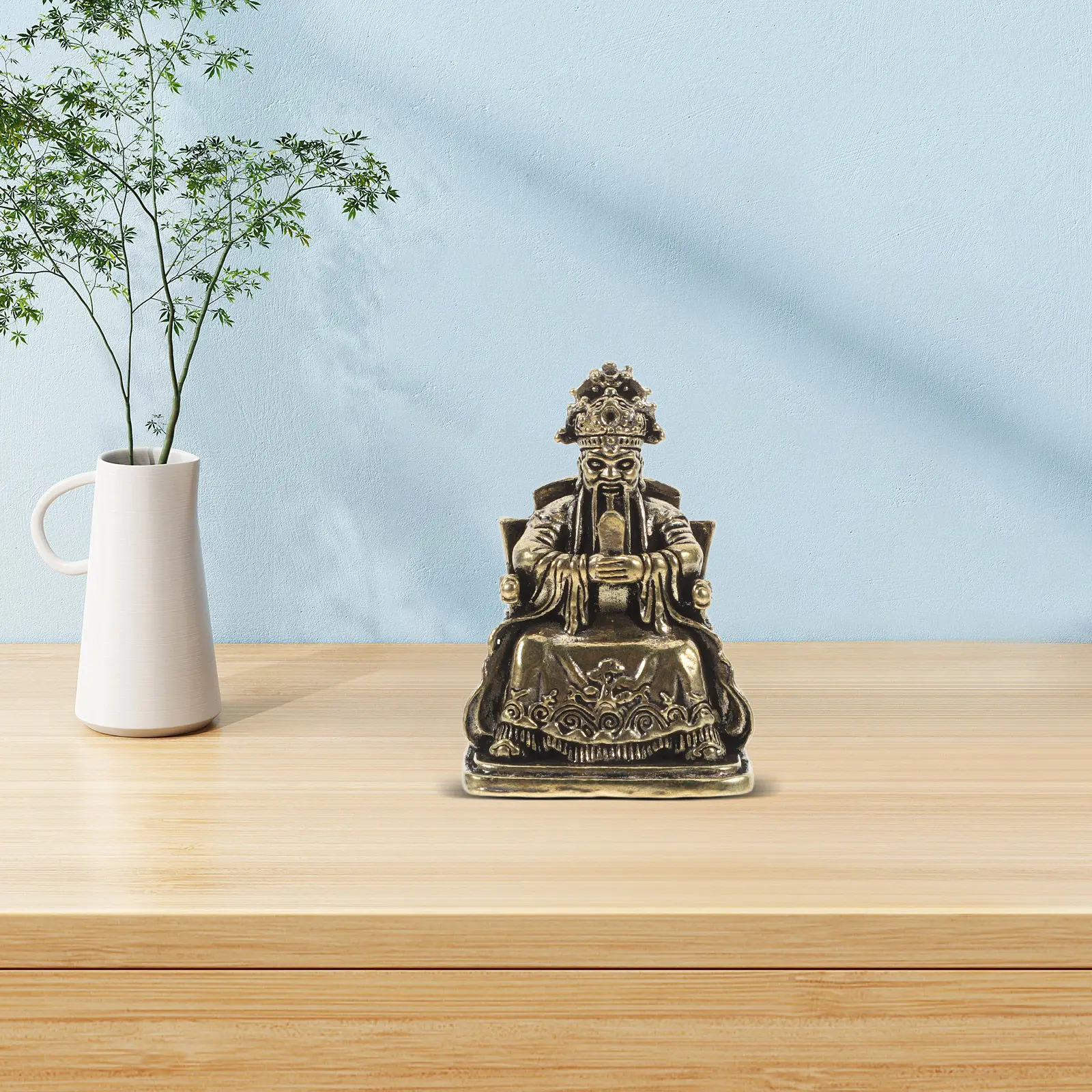 Brass God of Wealth Home Office Desk Decoration Feng Shui Sculpture Good Luck Prosperity Statue Chinese Statue view 5