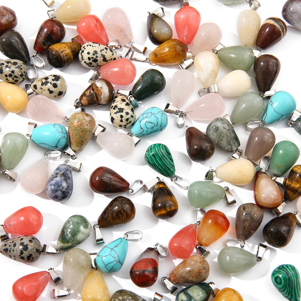 6/12 teile/beutel Wasser tropfen Naturstein Anhänger 1,3x3cm hand gefertigte DIY Schmuck Anhänger Halskette Zubehör Materialien