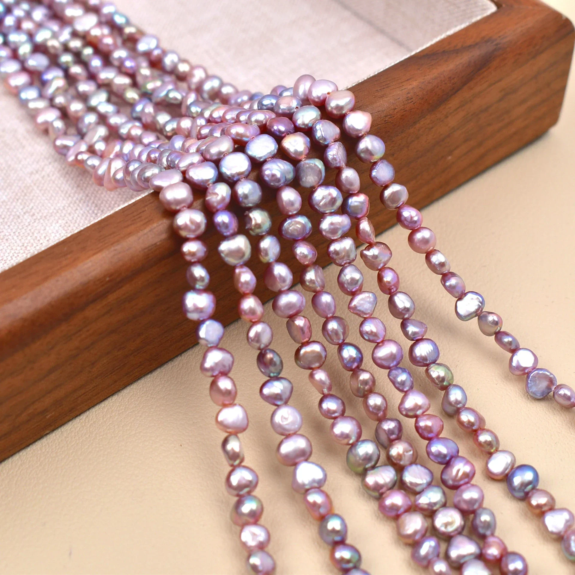 4-5mm3A Irregular Shape Luminous Silky-Smooth Natural Freshwater Purple Pearl Bead Jewelry MakeDIY Necklace Bracelet Accessories - Image 5