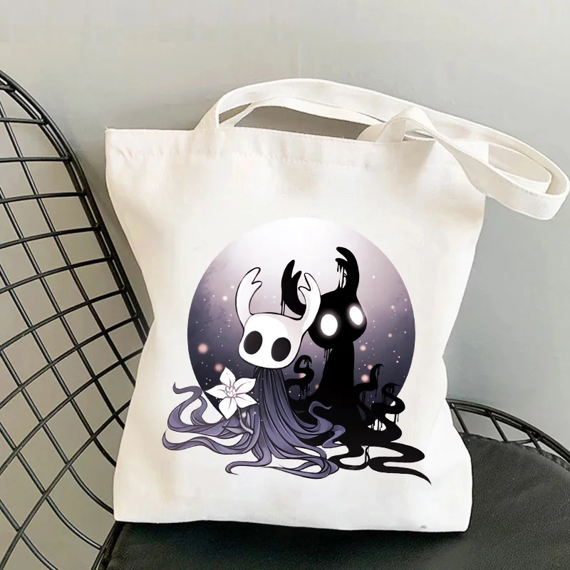 

Периферийные устройства Hollow Knight, мужская большая вместительная сумка-тоут с мультяшным игровым принтом, сумка на плечо для женщин, холщовая сумка для покупок, подарок