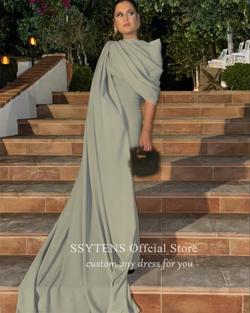 SSYTENS Modern One Shoulder Mermaid Prom Dresses Long Sleeves Draped Pleats Event Dress Formal Party Evening Gowns فساتين سهرة