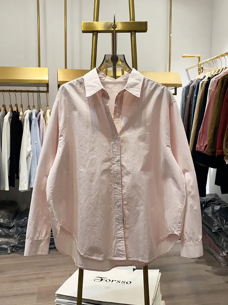 

Нежная женская рубашка в корейском стиле, новая весенне-летняя свободная блузка с длинным рукавом, универсальная одежда для повседневной носки