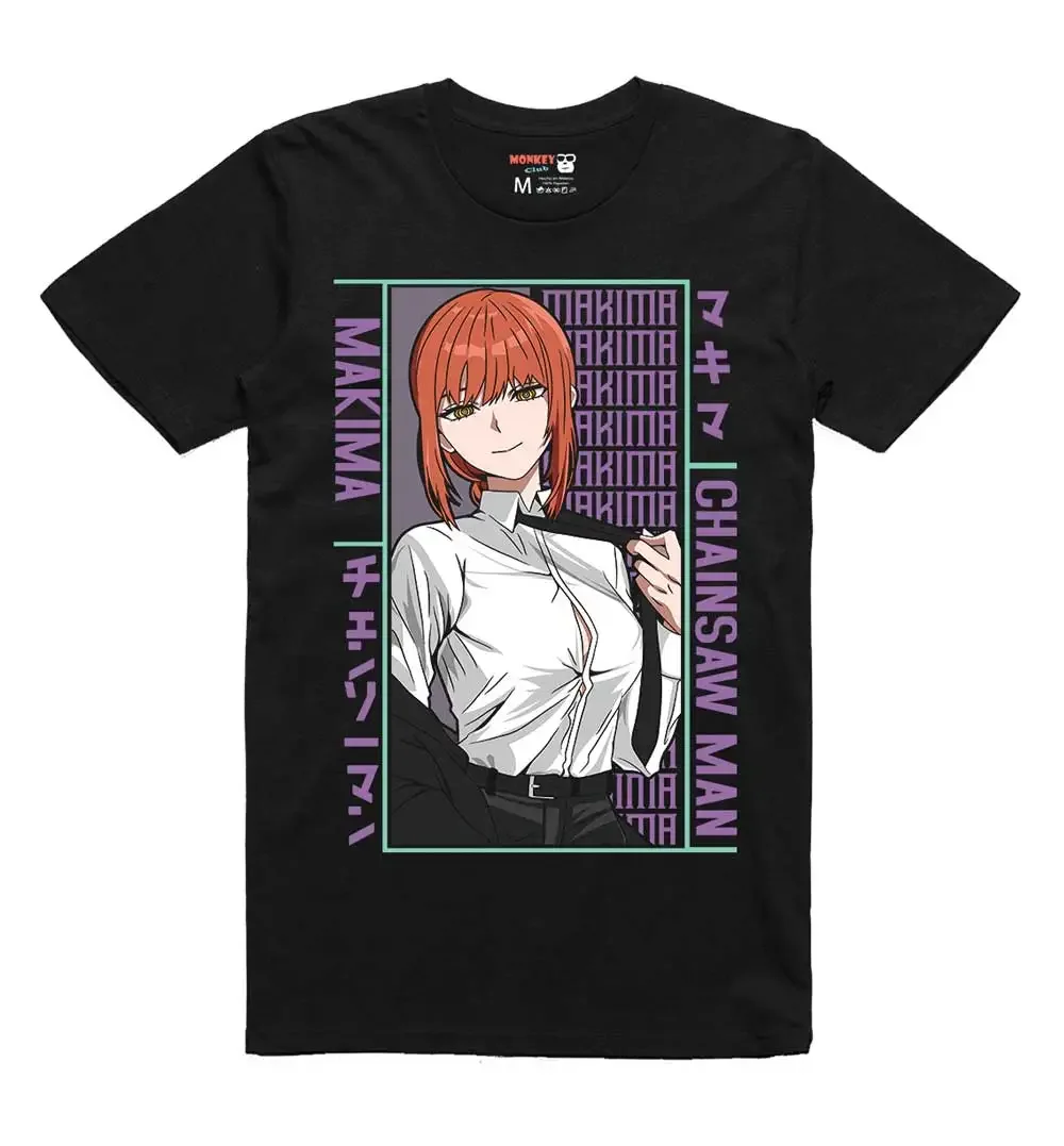Makima Chainsaw Man Puppeteer T-shirt – Suits-and-Ties Control Motif with Blood-Red Eye Close-Up