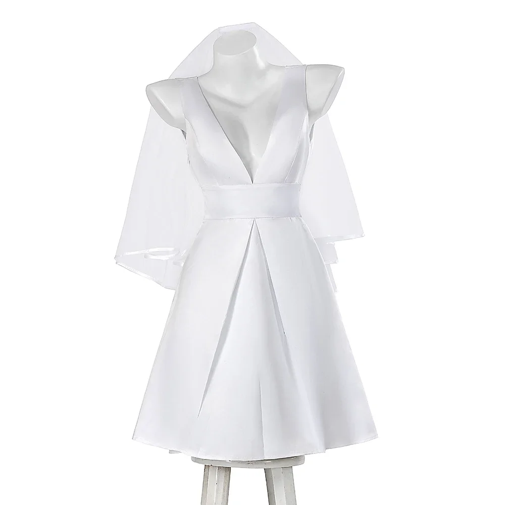 جديد فيلم جوكر هارلي تأثيري حلي النساء الفتيات سيدة غاغا كوين فستان الزفاف الأبيض زي حفلة الهالوين ملابس النساء