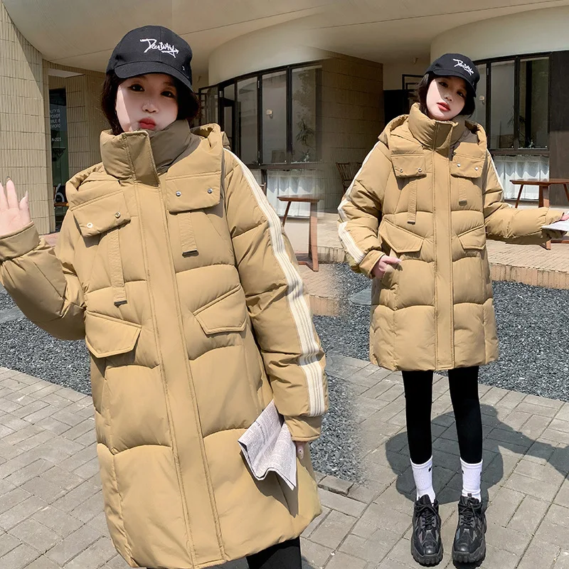 2024 Women Down Parkas 2024 Winter New Cotton Padded Jacket Thick Warm Overcoat Loose Long Female Hooded Puffer Coat Outerwear