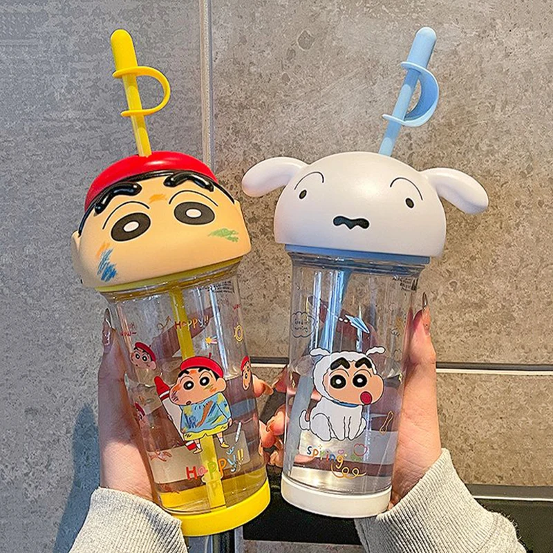 

Crayon Shin-Chans соломенная чашка кавайное милое Аниме нохара Широ девушки милые студенты портативная летняя мультяшная большая емкость чашки подарки