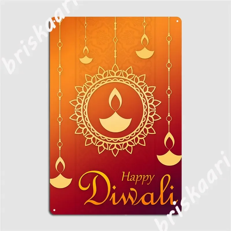 Happy Diwali Hindu Lights Metal Sign Wall Decor Wall Vintage Club Party Tin Sign Poster