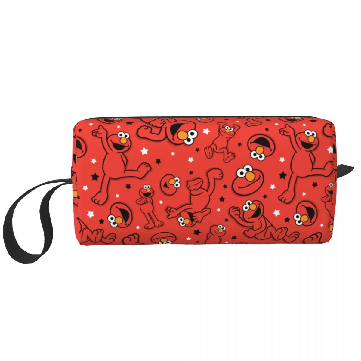 Red Dancing Elmo Pattern Cookie Monster Makeup Bags Women Cosmetic Bag Trendy Travel Pouch for Purse Storage