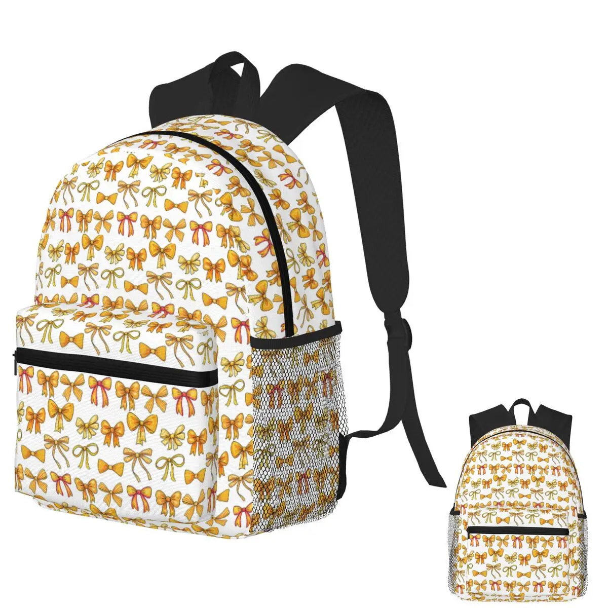 

Yellow Orange Watercolor Ribbon Bow Set Clipart Student Backpack School Bag Daypack for Boys Girls Fashion Bookbag Shoulder Bags