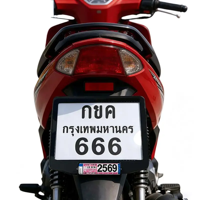 Motorcycle License Plate Frame Anti-Rust 8-Sided Waterproof Caps Easy Mount for Scooter Moped City Commuting Accessory