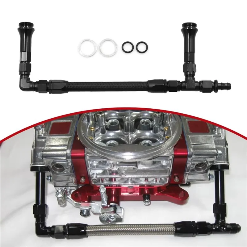 

AN6 Карбюратор с двойной подачей, плетеный нейлоновый топливный провод, двойной насос для карбюратора Holley 4150, резьба 7/8 дюйма-20 Ual Feed-A65M
