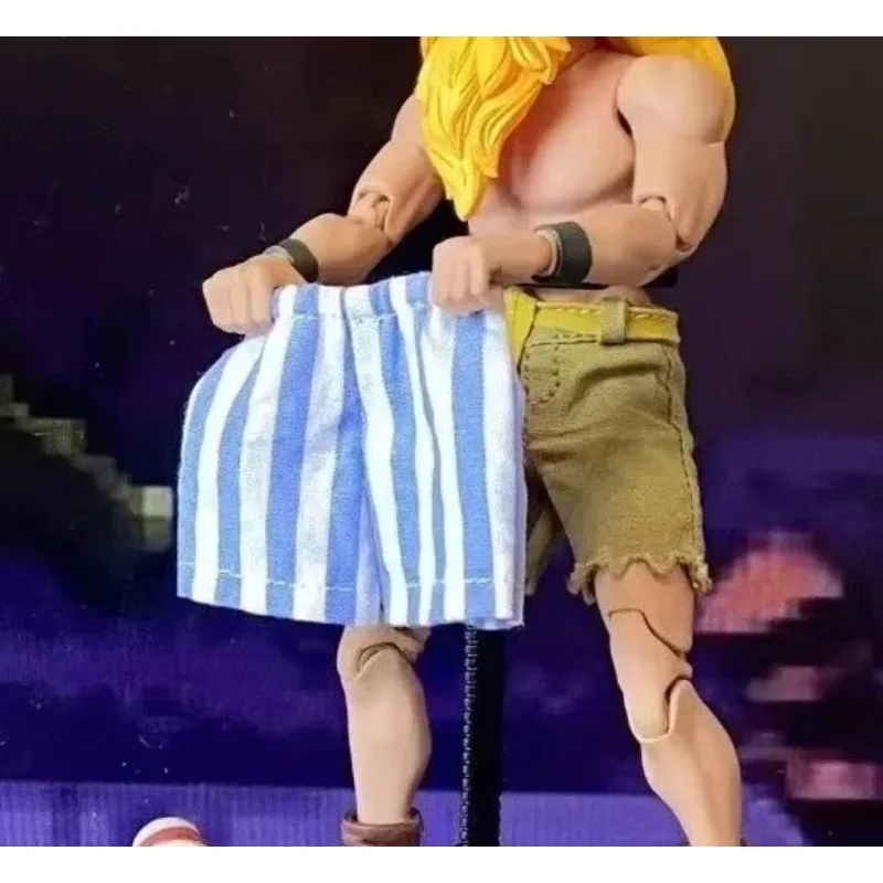 TYCTOYS Celana Panjang Biru Putih Kasual Bergaris Longgar Fashion Skala 1/12 untuk Aksesori Boneka Tubuh Hobi 6''