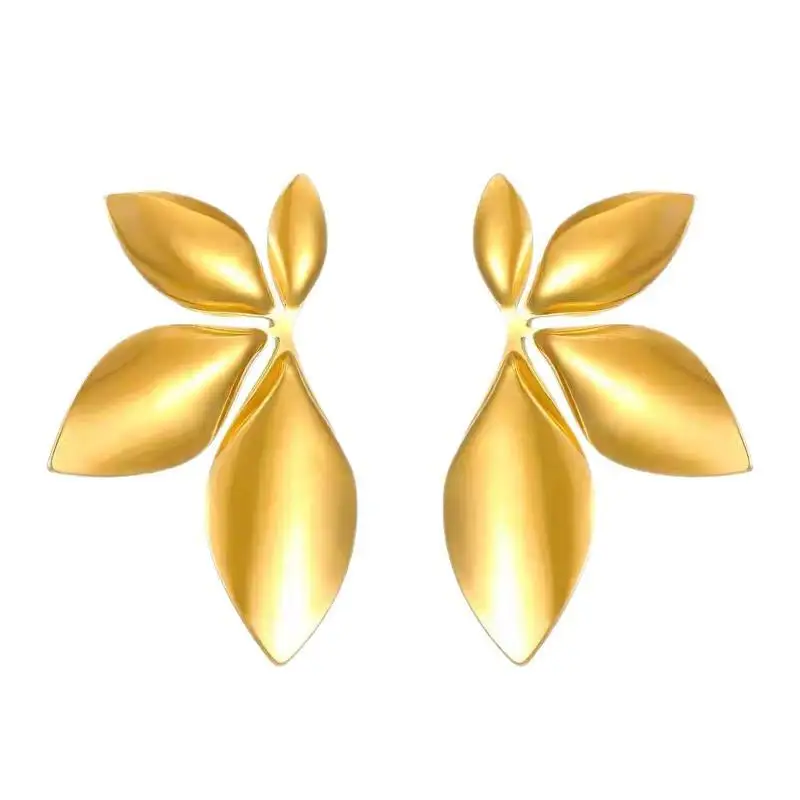 Flower Leaf Stud Earrings Fashion Trendy Botanical Statement Jewelry for Women Wedding Guest Wear