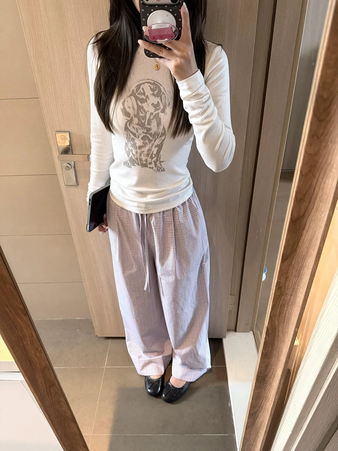 Slim Fit Long Sleeve Dog Print T-Shirt Women's Base Shirt Inner Wear Top American Hot Girl Style Fashionable Autumn New Arrival
