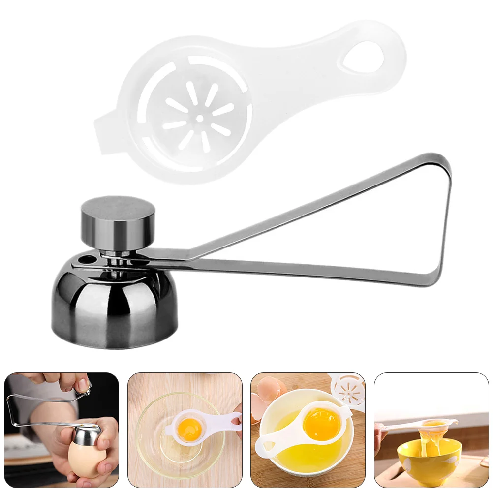 2 Pcs Egg Opener White Yolk Separator Shell Stainless Steel Divider Tool Kitchen Gadget