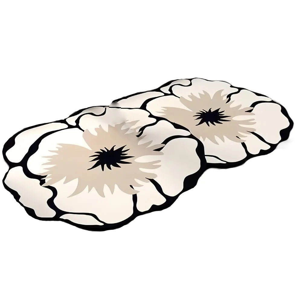 

Modern Super Absorbent Flower Pattern Non-Slip Mat Beautiful Diatom Mud Decorative Door Mat Anti-Fouling Floor Mat Bathroom