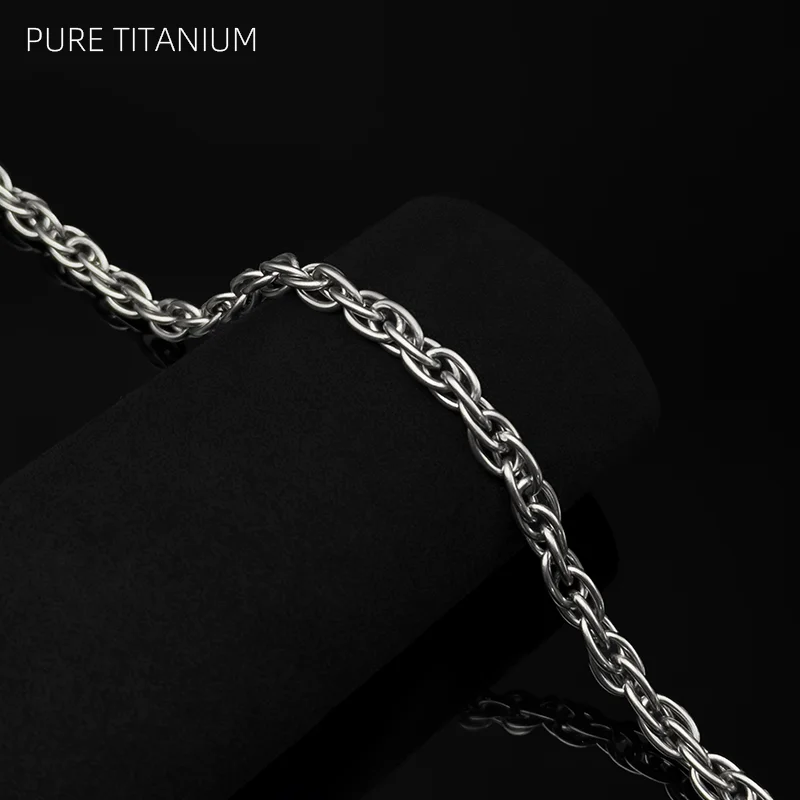 New Hip Hop Retro Pure Titanium Rope Chain Necklace for Men 2.5mm/3.8mm/7.0mm Clavicle Chain Anti Allergy Titanium Necklace