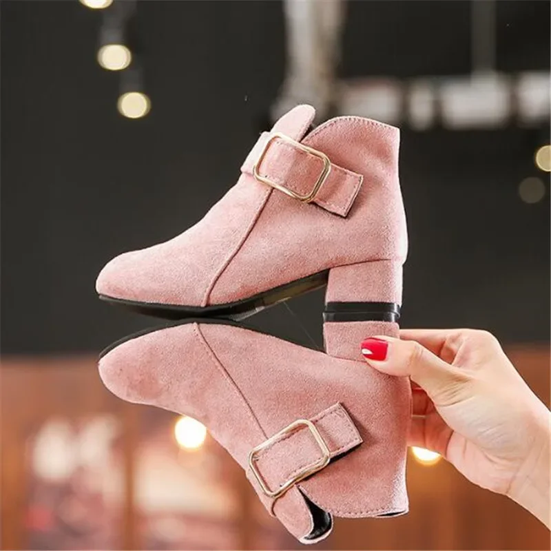 Girls Leather Ankle Boot Waterproof Children High Heel Short Boot Fashion Kids Kid Casual Sneakers image 5