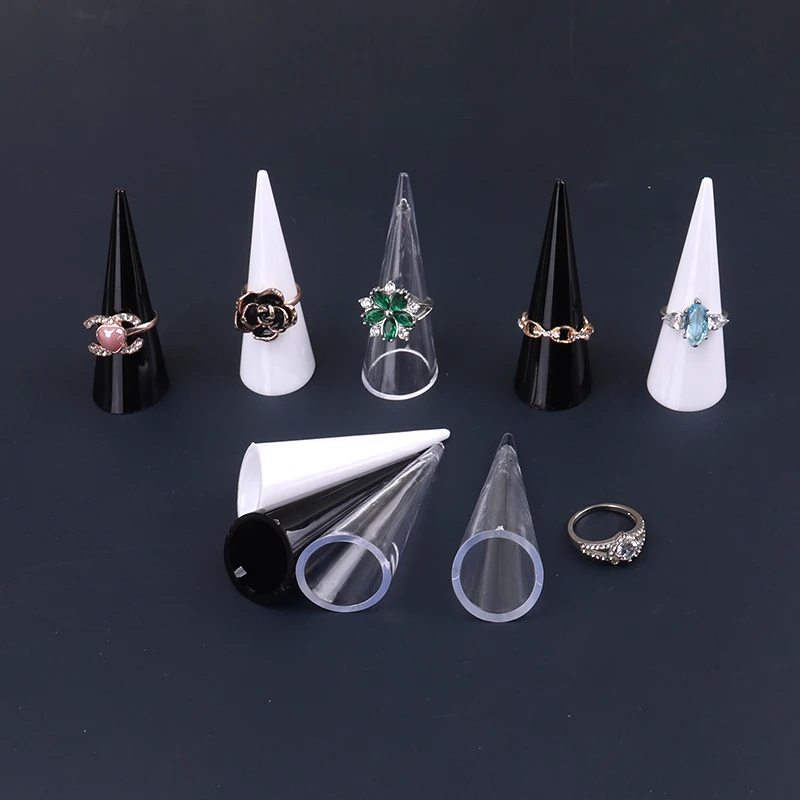 

20PCS Wholesale Clear Acrylic Riangle Conical Ring Display Jewelry Storage Plastic Ring Display Stand For Ring